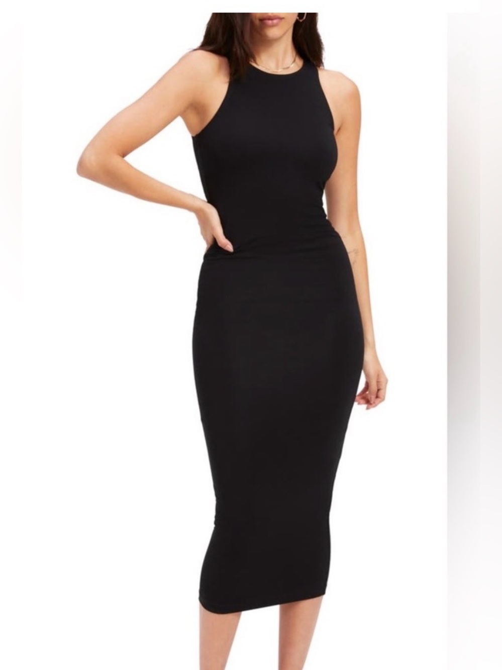 Good American Good Touch Tank Midi Black Dress S